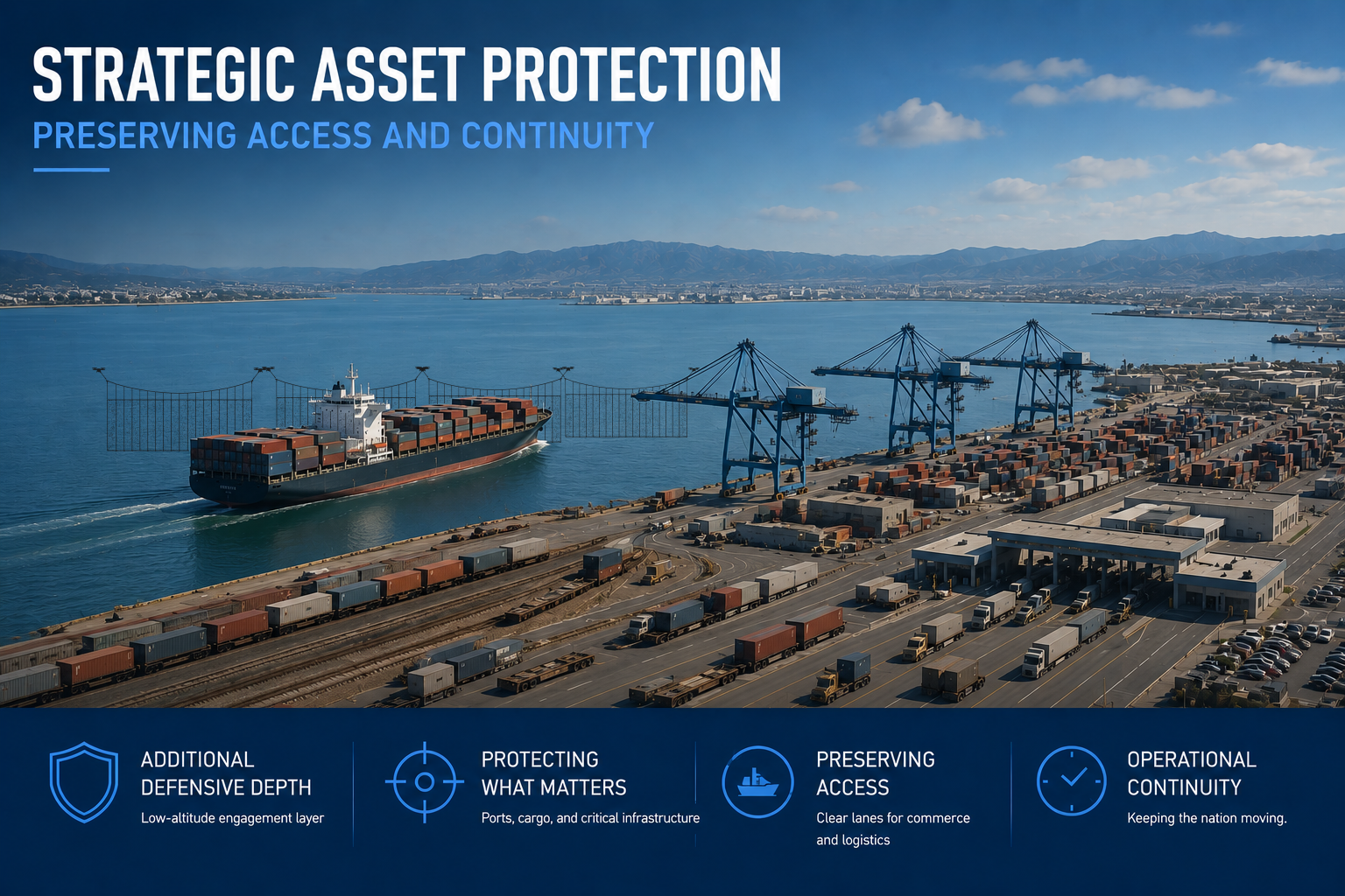 Maritime and Port Defense concept graphic